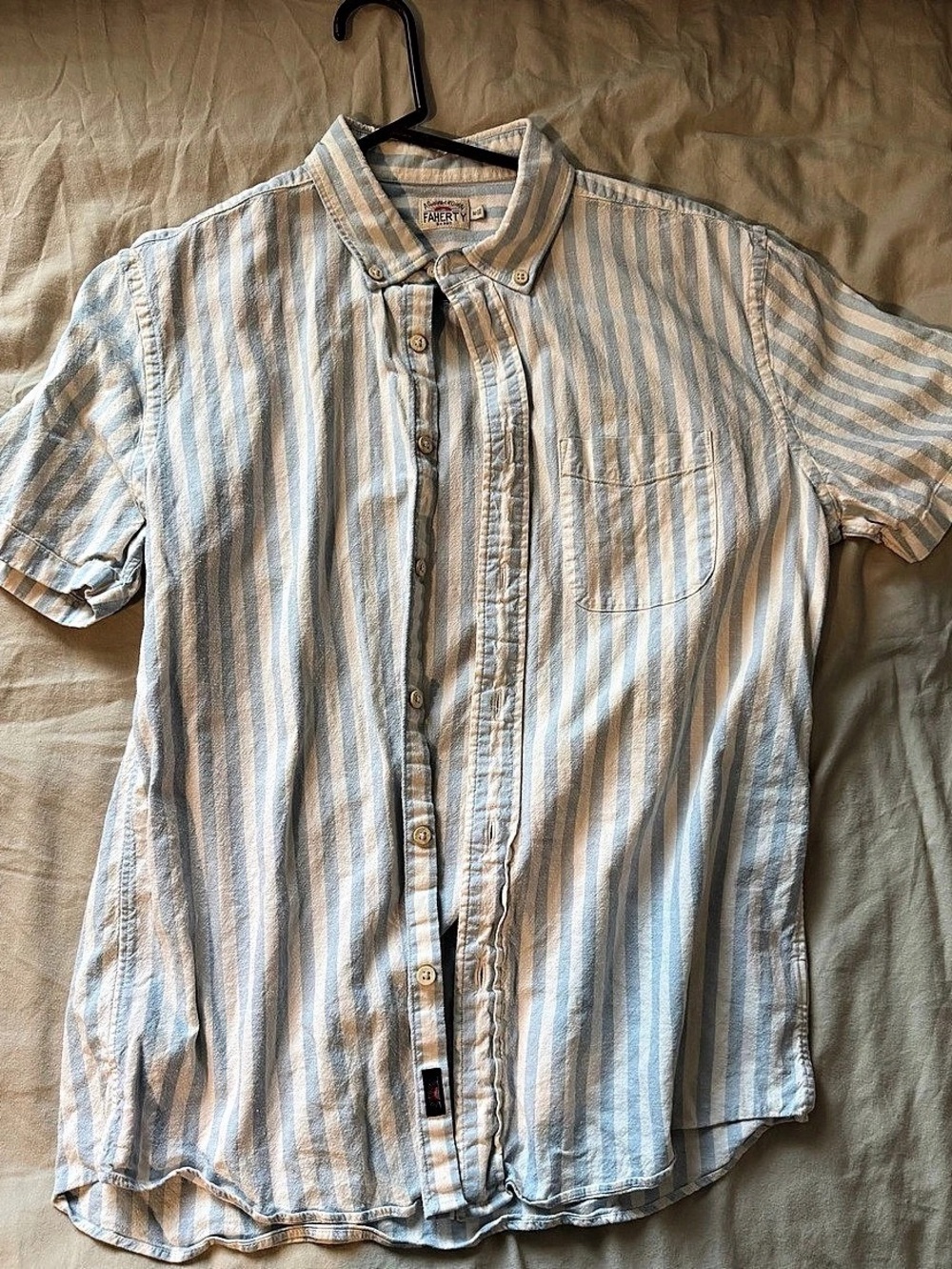 Faherty Short-Sleeve Palma Linen Shirt Men's Striped Shirt Medium